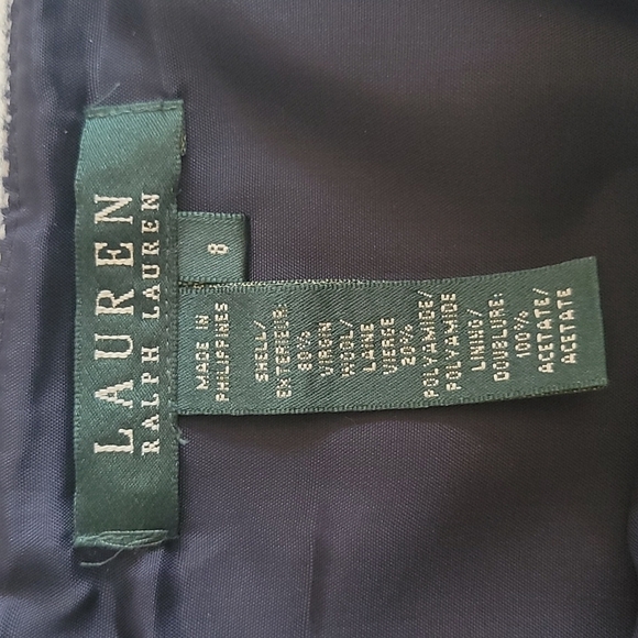 Lauren Ralph Lauren | Navy & Gray Tweed Skirt with Fluted Back Hem Size 8 - Picture 3 of 4